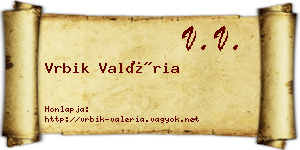 Vrbik Valéria névjegykártya